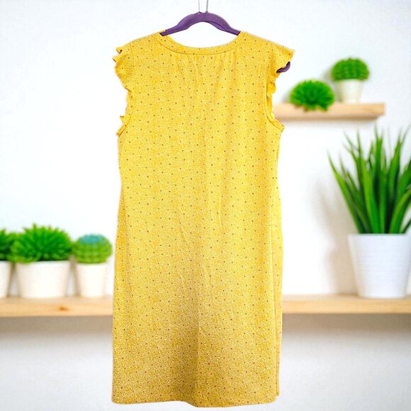 Toad & Co Rufflita flutter sleeve yellow orange organic cotton pocket shift dres - Picture 4 of 11